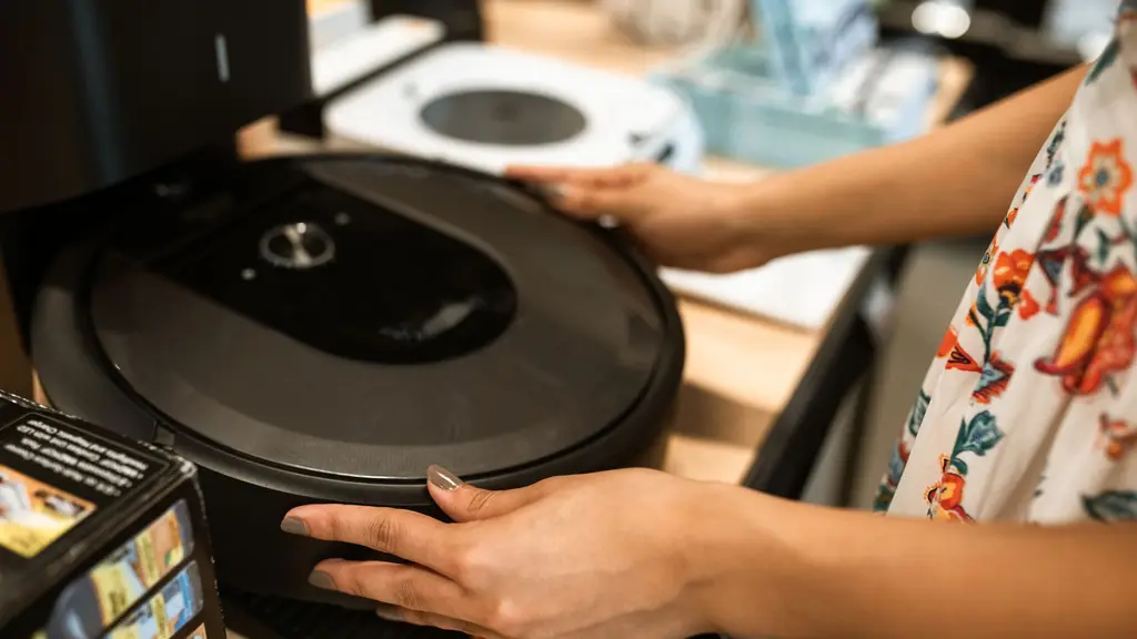 A robot vacuum on the floor